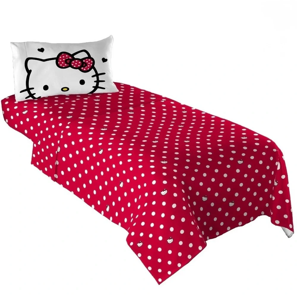 Hello Kitty Kids 4 Piece Red White Polka Dots Sheet Set, Full NEW WITH TAGS - Picture 2 of 7